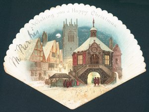 Scène de village dans la neige, Carte de Noël - English School