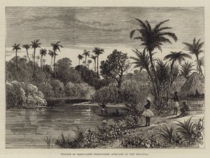 Village de Portugais métis africains sur le Kwa-Kwa (gravure) - English School