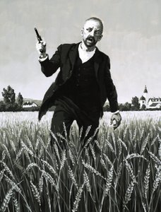Vincent Van Gogh marchant dans un champ de blé vers sa mort