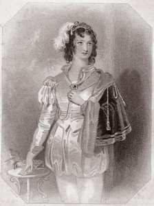 Viola (La Nuit des rois) dans - « Galerie des femmes de Shakespeare, collection de quarante-cinq portraits sérieux par les premiers artistes de Londres, enrichie de notices critiques et littéraires » vers 1838 - de « Galerie des femmes de Shakespeare » - English School