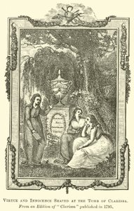 Vertu et Innocence assises au tombeau de Clarissa - English School