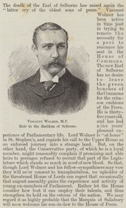 Vicomte Wolmer, MP, héritier du comté de Selborne (gravure) - English School