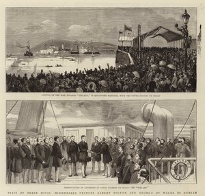 Visite de Leurs Altesses Royales les princes Albert Victor et George de Galles à Dublin (gravure) - English School