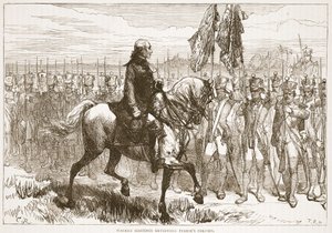 Warren Hastings passant en revue la colonne de Pearse, illustration de Cassell