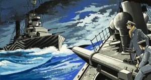 Bataille de navires de guerre en mer - English School