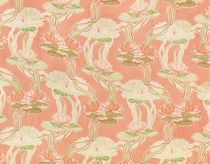 Nénuphars sur fond corail, design textile - English School