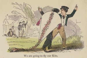 Nous allons faire voler notre cerf-volant (gravure en couleur) - English School