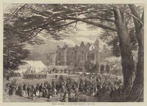 Festivités de mariage à Holland House, petit-déjeuner dans le jardin (gravure) - English School