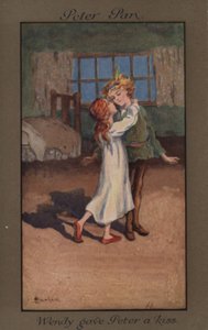 Wendy donnant un baiser à Peter Pan
