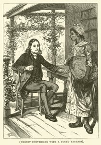 Wesley conversant avec une jeune négresse (gravure) - English School