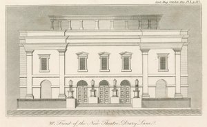 Façade ouest du nouveau théâtre de Drury Lane, Londres - English School