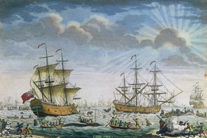 Chasse à la baleine, fin du XVIIIe siècle - English School