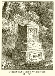 La pierre de Whittington à Highgate en 1857