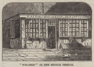 « Boutique de perruques » dans le Middle Temple (gravure) - English School