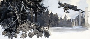 Cerf sauvage sautant pour se mettre en sécurité