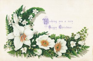 Roses sauvages et muguet, Carte de Noël - English School