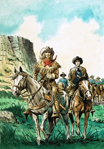 William Cody mène une colonne de cavaliers américains - English School