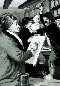Le tout premier dessin satirique de William Hogarth a été inspiré par une bagarre de taverne - English School
