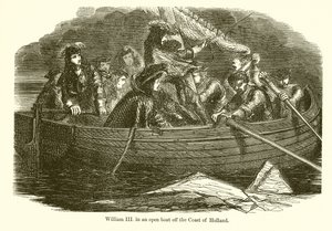 Guillaume III dans un bateau ouvert au large des côtes de Hollande - English School