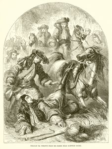 Guillaume III jeté de son cheval près de Hampton Court - English School
