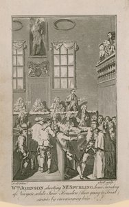 William Johnson tirant sur M. Spurling, chef geôlier de Newgate, tandis que Jane Housden (alors en procès) l