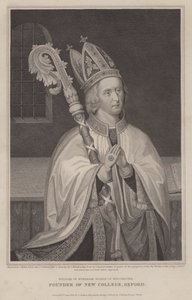 William de Wykeham, évêque de Winchester, fondateur du New College, Oxford (gravure)