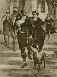 Guillaume le Conquérant part à la chasse au faucon (gravure)