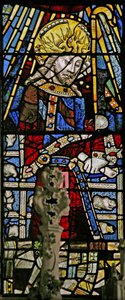 Fenêtre Ew représentant le Christ (figure composite) - avec des bijoux de verre coloré incrusté - English School