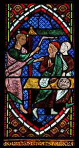 Fenêtre Ew représentant Jésus chassant les marchands du Temple - English School