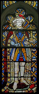 Fenêtre Ew représentant Saint Alban - avec des bijoux en verre incrusté - English School