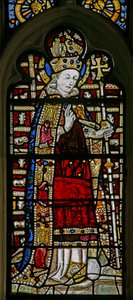 Fenêtre Ew représentant Saint Thomas Becket avec des bijoux en verre incrusté - English School
