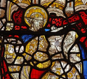 Fenêtre représentant la Charité de Saint Martin : il divise son manteau - English School
