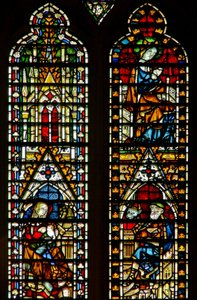 Fenêtre représentant la Nativité; aussi la Vierge à la Couronnement de la Vierge - English School