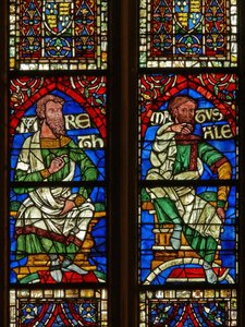 Fenêtre représentant une figure généalogique : Jared et Mathusalem - English School
