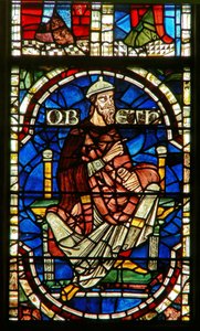 Fenêtre représentant une figure généalogique : Obed - English School