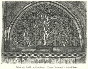 Fenêtre de Bhudder à Ahmedabad (gravure) - English School
