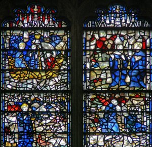 Fenêtre w15 représentant une scène de la vie de Saint Cuthbert - English School