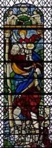 Fenêtre w36 représentant Saint Christophe - une figure hybride de verre français C16 et anglais C15 assemblée en 1956 - English School