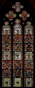Fenêtre w39 représentant les martyres de Saint Laurent, Saint Denys et Saint Éleuthère - English School