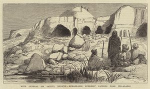 Avec le général Sir Samuel Browne, remarquables cavernes bouddhistes près de Jellalabad
