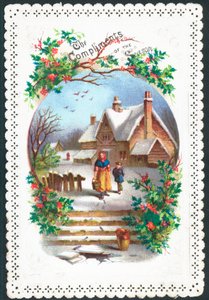 Femme et garçon marchant dans la neige - English School