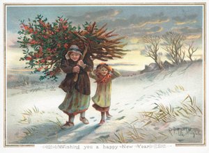 Femme portant un buisson de houx sur l