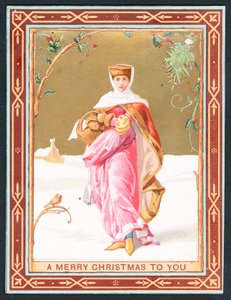 Femme portant un panier dans la neige