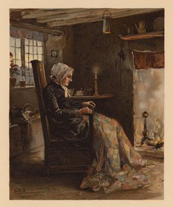 Femme cousant un patchwork (chromolitho) - English School