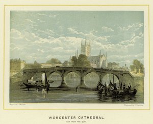 Cathédrale de Worcester, vue depuis le quai - English School
