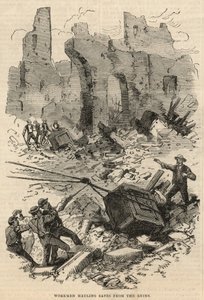 Ouvriers tirant des coffres-forts des ruines - English School