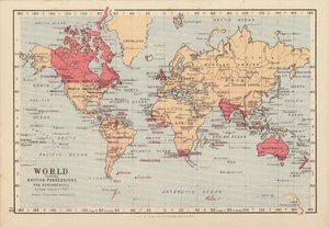 Monde montrant les possessions et dépendances britanniques - English School