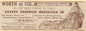 Worth et Cie, 134 New Bond Street, Londres, publicité - English School