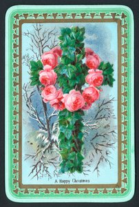 Couronne et croix, carte de Noël - English School