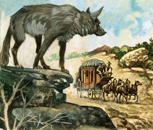 les loups affamés étaient parmi les dangers qui guettaient les voyageurs en diligence - English School